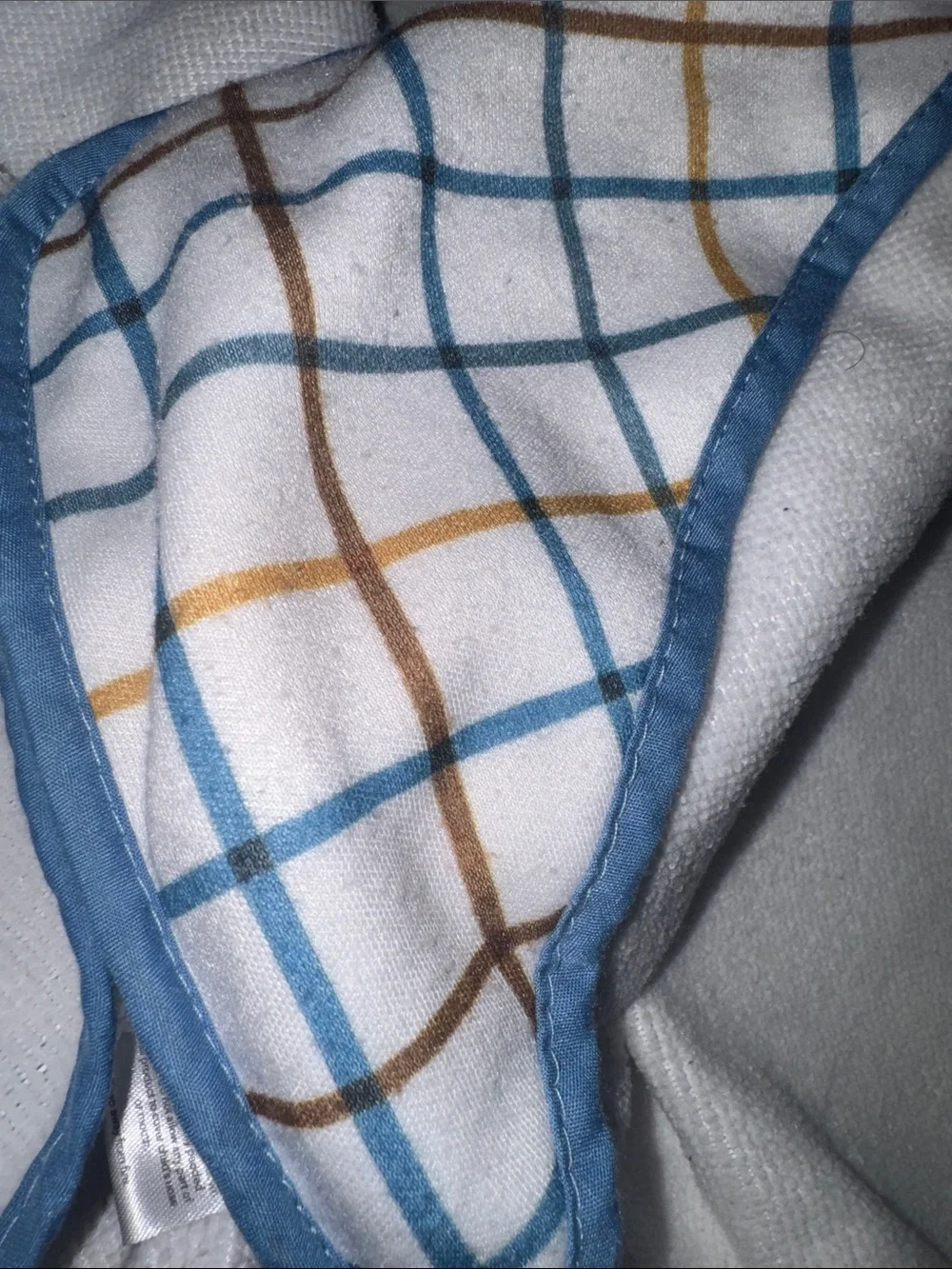 4 White Baby Hooded Towel with Blue Trim and Embroidered Lion